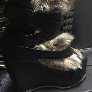 Leather and faux fur boots